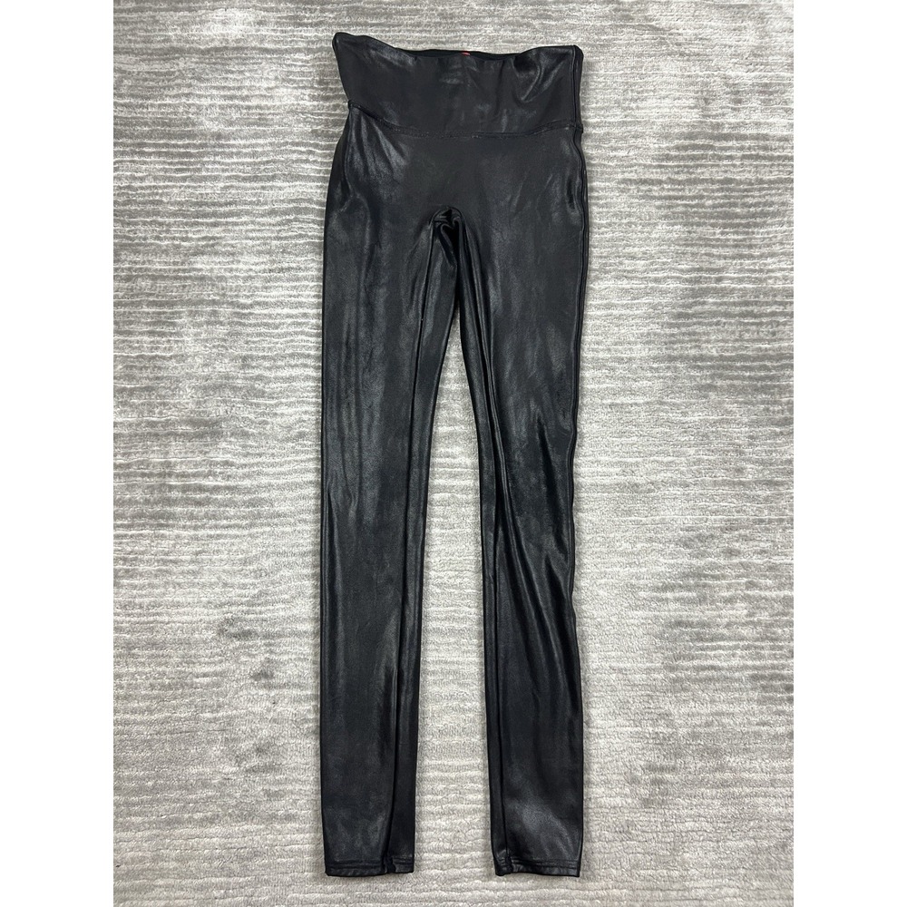 Spanx by Sara Blakely Leggings Womens Small Black Leather Look Ankle
